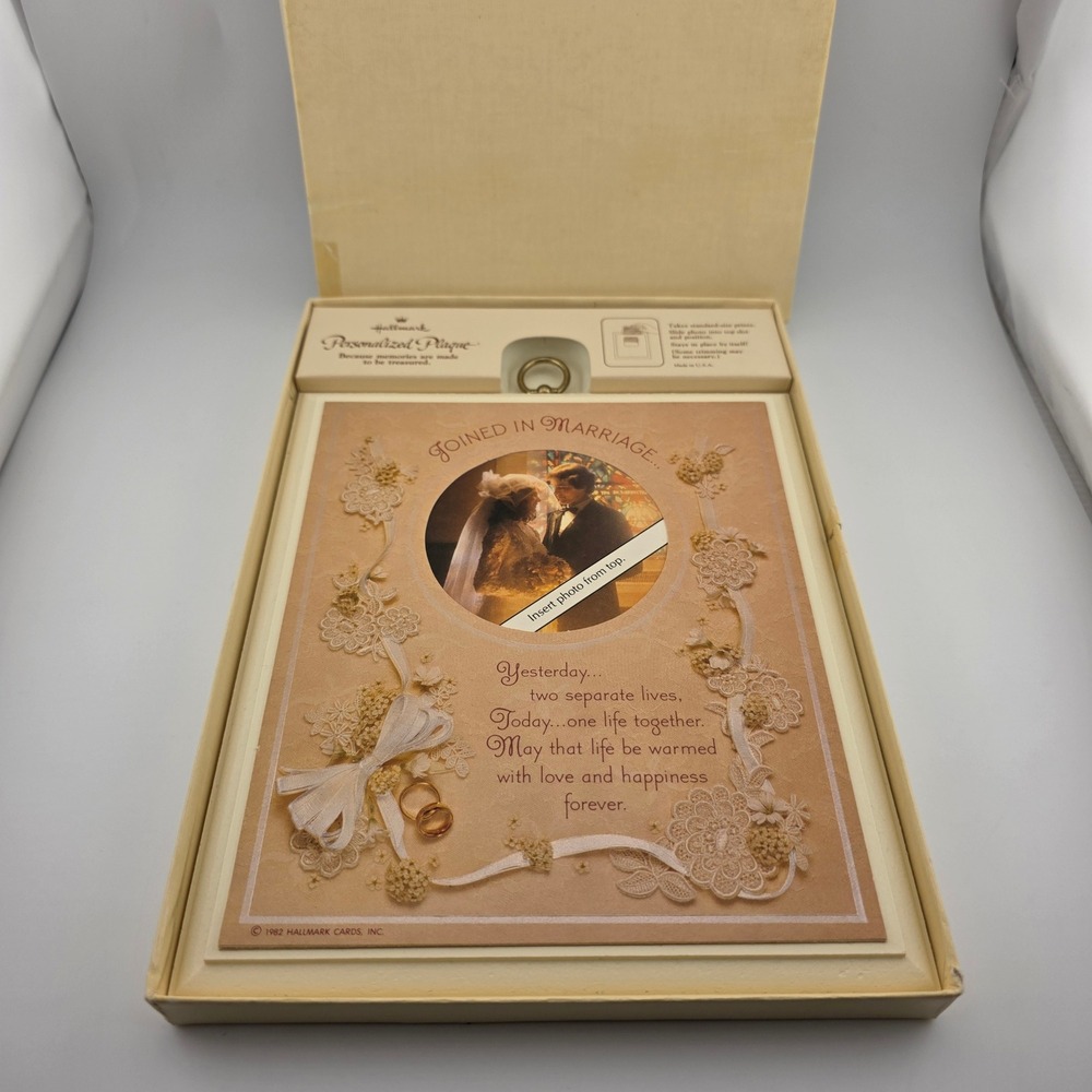 Hallmark Personalized Wedding‎ Picture Frame Plaque Joined in Marriage 1982